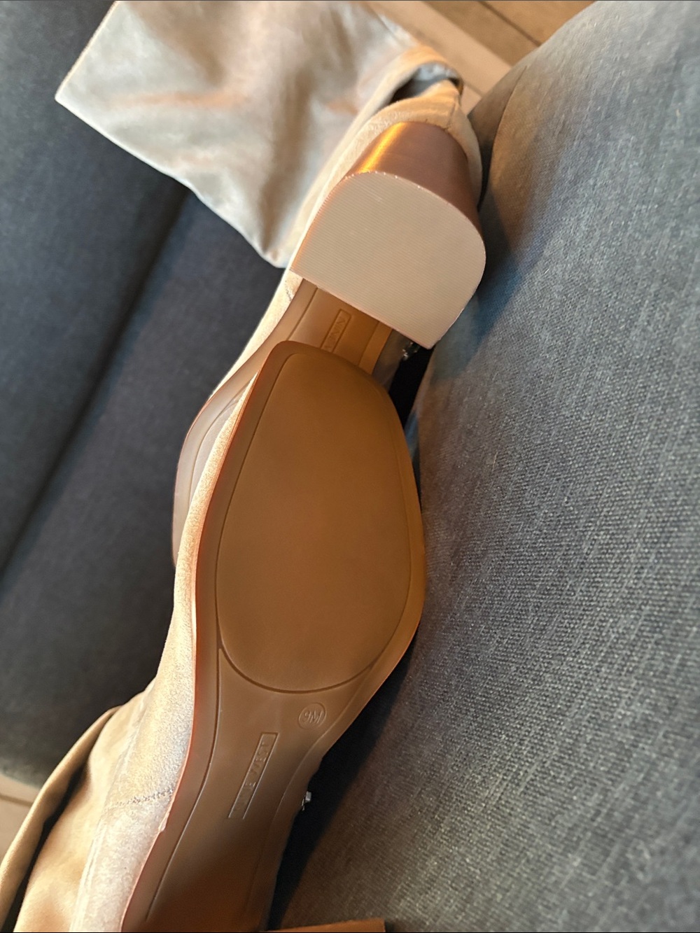 Nine West Beige Suede Knee-High Slouch Boots - Picture 2 of 5